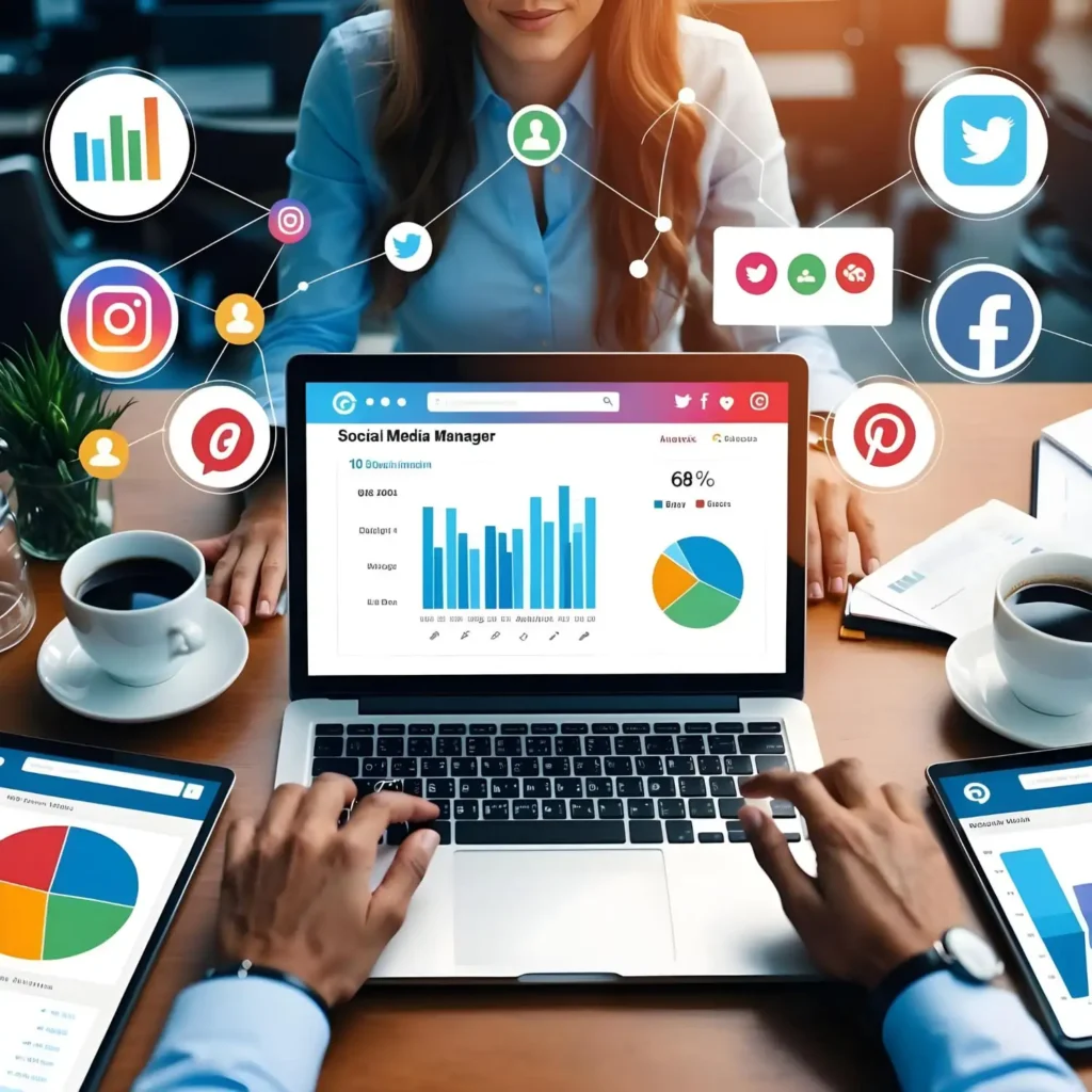 Social Media Optimization showing all the social media platforms and there analytics