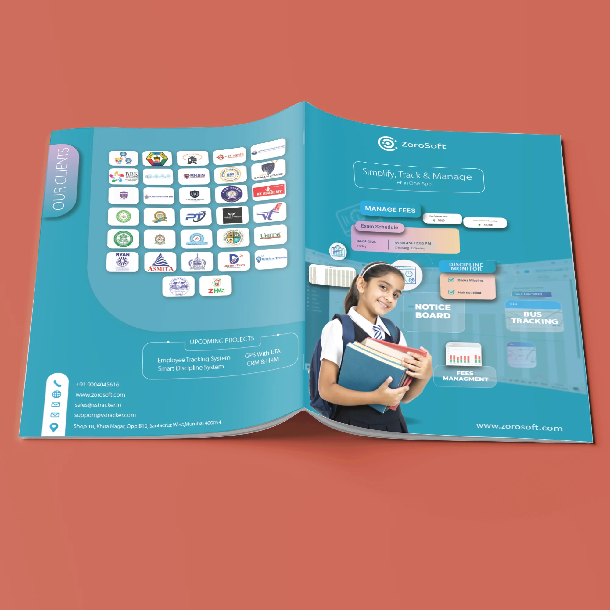 ZoroSoft School Management System Brochure Design