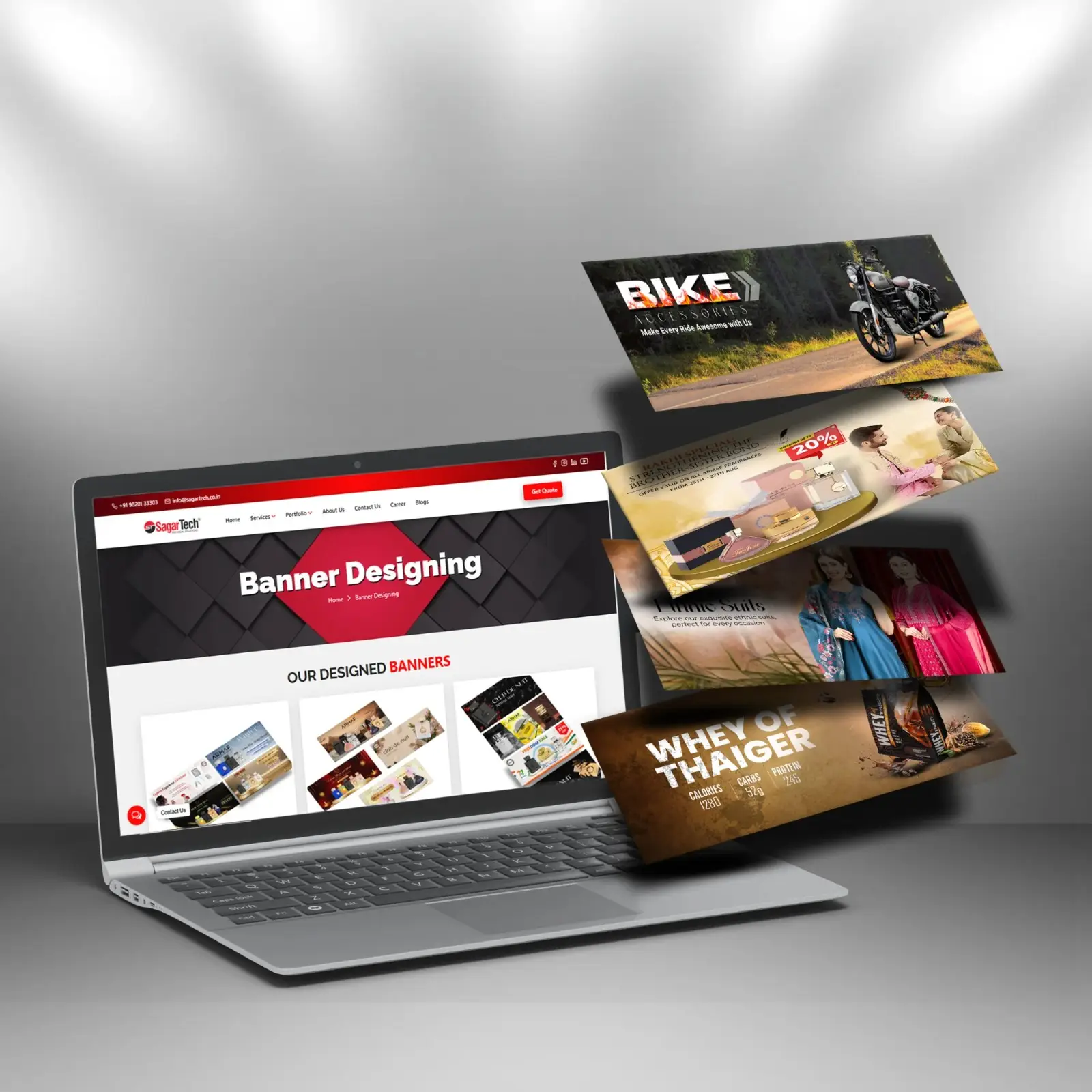 Sagar Tech Banner Designing Portfolio Mockup