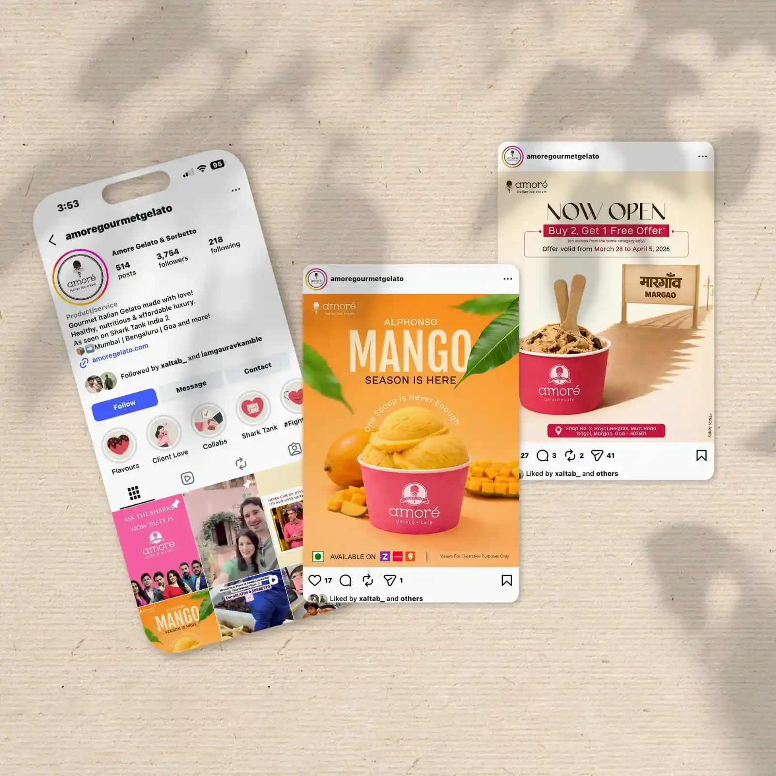 Amore Gelato Social Media Campaign Post Design Mockup